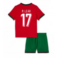 Portugalsko Rafael Leao #17 Domáci Detský futbalový dres ME 2024 Krátky Rukáv (+ trenírky)